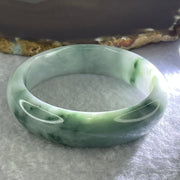 Type A Light Blueish Green Lavender with Moss Green Piao Hua Jadeite Bangle Internal Diameter 56.7mm 66.48g 16.7 by 8.7mm (Internal Lines) - Huangs Jadeite and Jewelry Pte Ltd