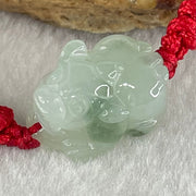 Type A Faint Green with Blueish Green Patch Jadeite Male Pixiu String Bracelet 5.60g 16.8 by 12.6 by 10.0mm - Huangs Jadeite and Jewelry Pte Ltd