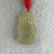 Natural Type A Light Yellowish Jadeite Cai Shen Ye God of Fortune Pendant 5.41g 29.7 by 16.7 by 6.0mm - Huangs Jadeite and Jewelry Pte Ltd