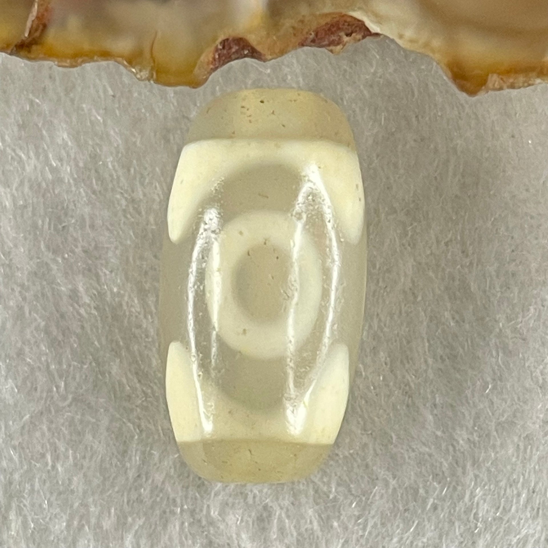 Natural Powerful Tibetan Old Oily Agate 3 Eyes Dzi Bead Heavenly Master (Tian Zhu) 三眼天诛 2.98g 19.4 by 10.4mm - Huangs Jadeite and Jewelry Pte Ltd