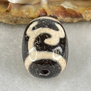 Natural Powerful Tibetan Old Oily Black White Agate Green Tara Dzi Bead Heavenly Master (Tian Zhu) 绿度母天珠 4.50g 17.7 by 12.9mm - Huangs Jadeite and Jewelry Pte Ltd
