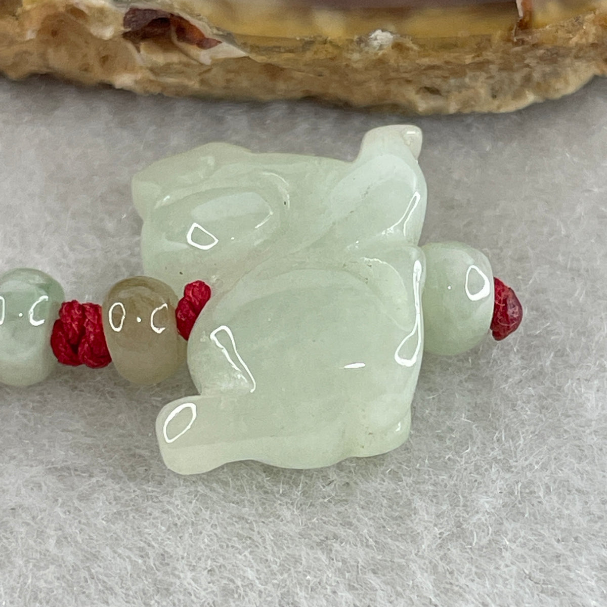Natural Type A Light Green Jadeite Dog Charm | Chinese Zodiac Dog Loyalty, Wealth & Protection (5.38g | 18.6 x 14.4 x 7.9mm) - Huangs Jadeite and Jewelry Pte Ltd