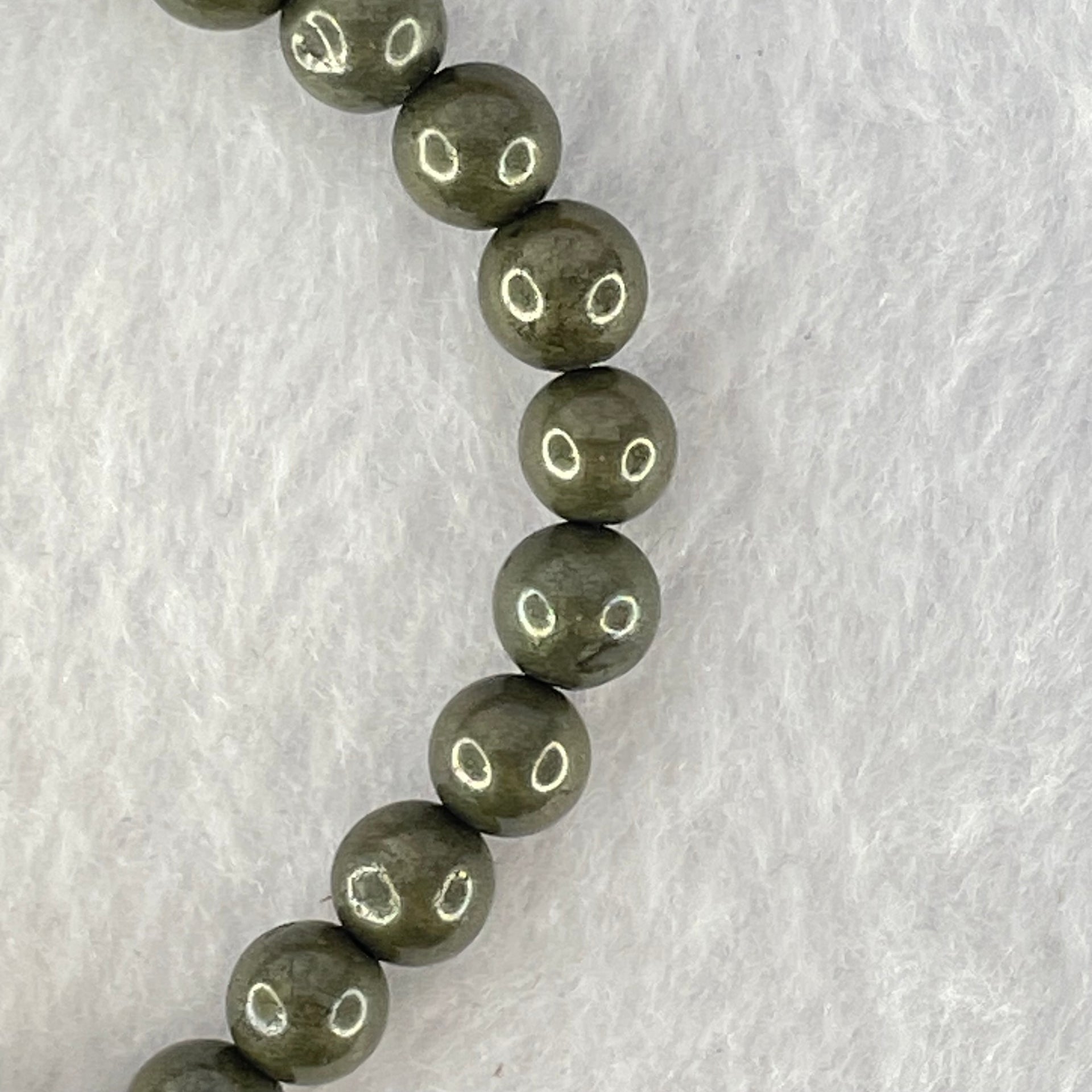 Natural Pyrite Beads Bracelet 天然黄铁矿手链 15.64g 13cm 6.4mm 25 Beads - Huangs Jadeite and Jewelry Pte Ltd