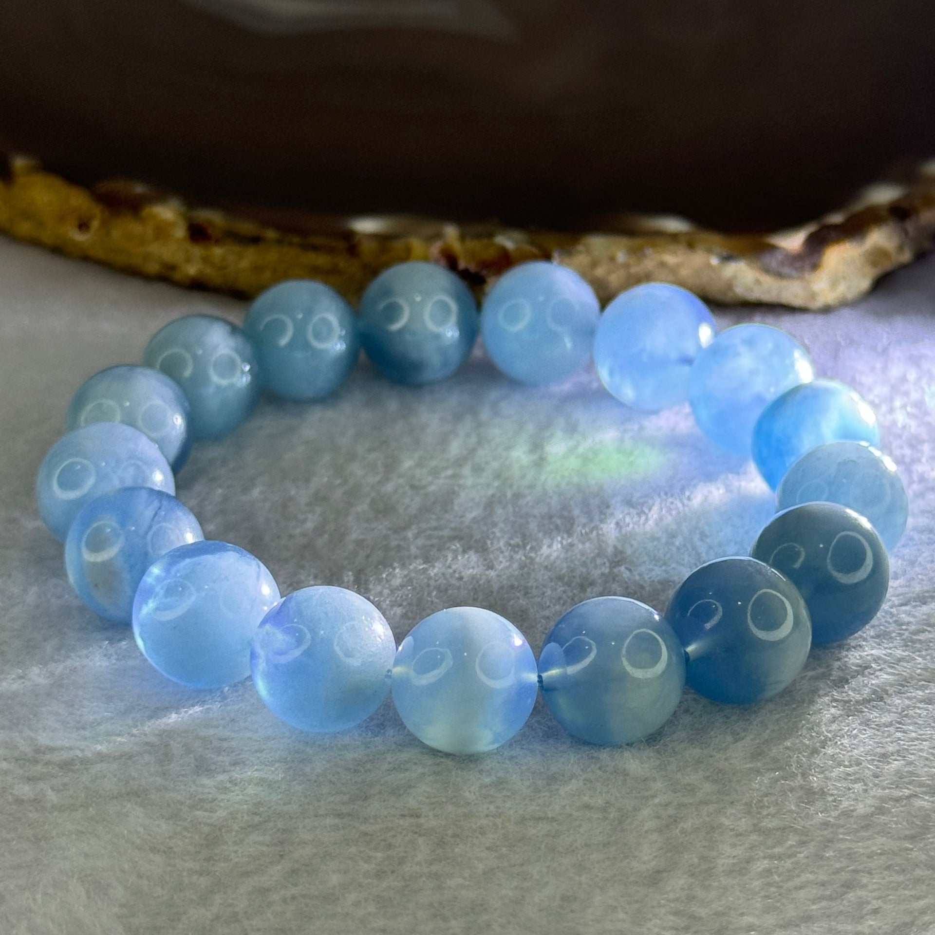 Natural Aquamarine Beads Bracelet 48.08g 18.5cm 12.8mm 17 Beads - Huangs Jadeite and Jewelry Pte Ltd