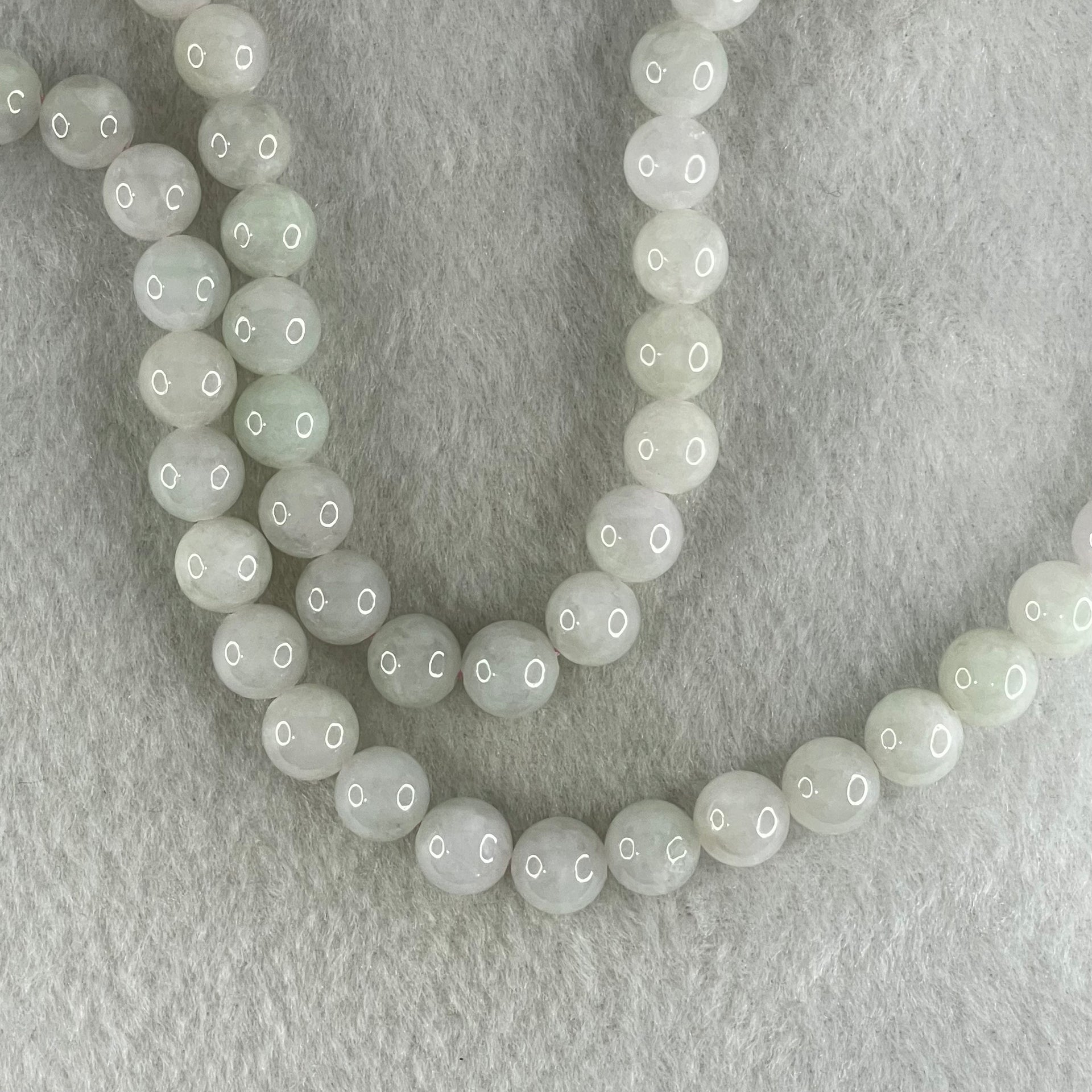Type A Full Faint Lavender Jadeite Beads Necklace 65.30g 54cm 8.2mm 70 Beads - Huangs Jadeite and Jewelry Pte Ltd
