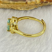 Green and Colourless Cubic Zirconia with Crystals in S925 Sliver Gold Color Ring (Adjustable Size) 1.91g 6.5 by 3.2mm - Huangs Jadeite and Jewelry Pte Ltd
