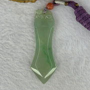 Type A Green Jadeite Monkey on Sword Pendent 20.03g 62.4 by 22.7 by 6.8mm - Huangs Jadeite and Jewelry Pte Ltd