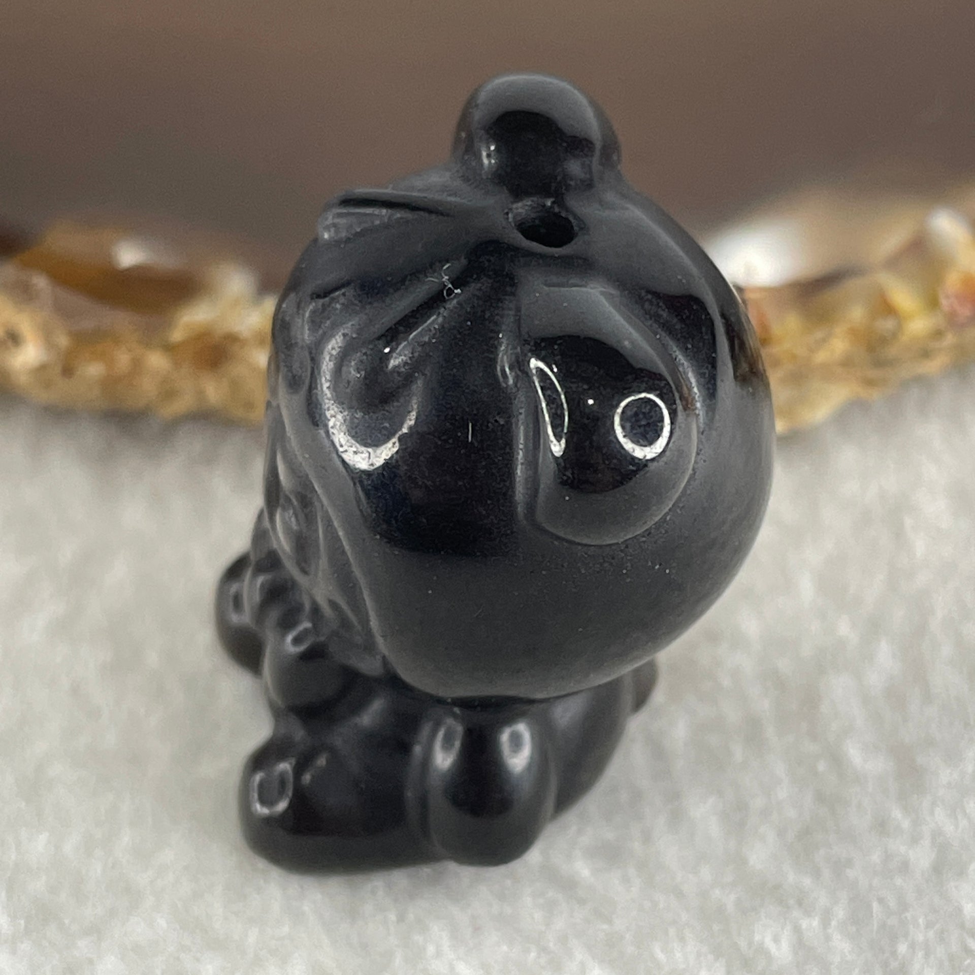 Black Obsidian Labubu Charm Display 15.25g 29.0 by 21.9 by 19.4mm - Huangs Jadeite and Jewelry Pte Ltd