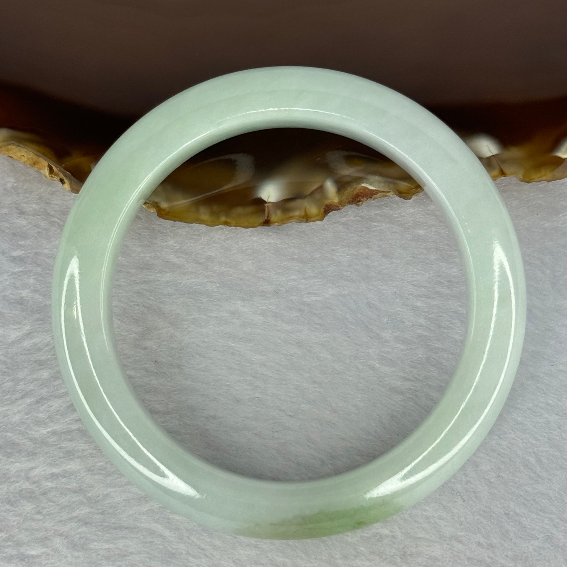 Type A Light Green with Green Patch Jadeite Bangle Internal Diameter 51.9mm 49.83g 11.2 by 8.6mm (Very Slight Internal Line) - Huangs Jadeite and Jewelry Pte Ltd