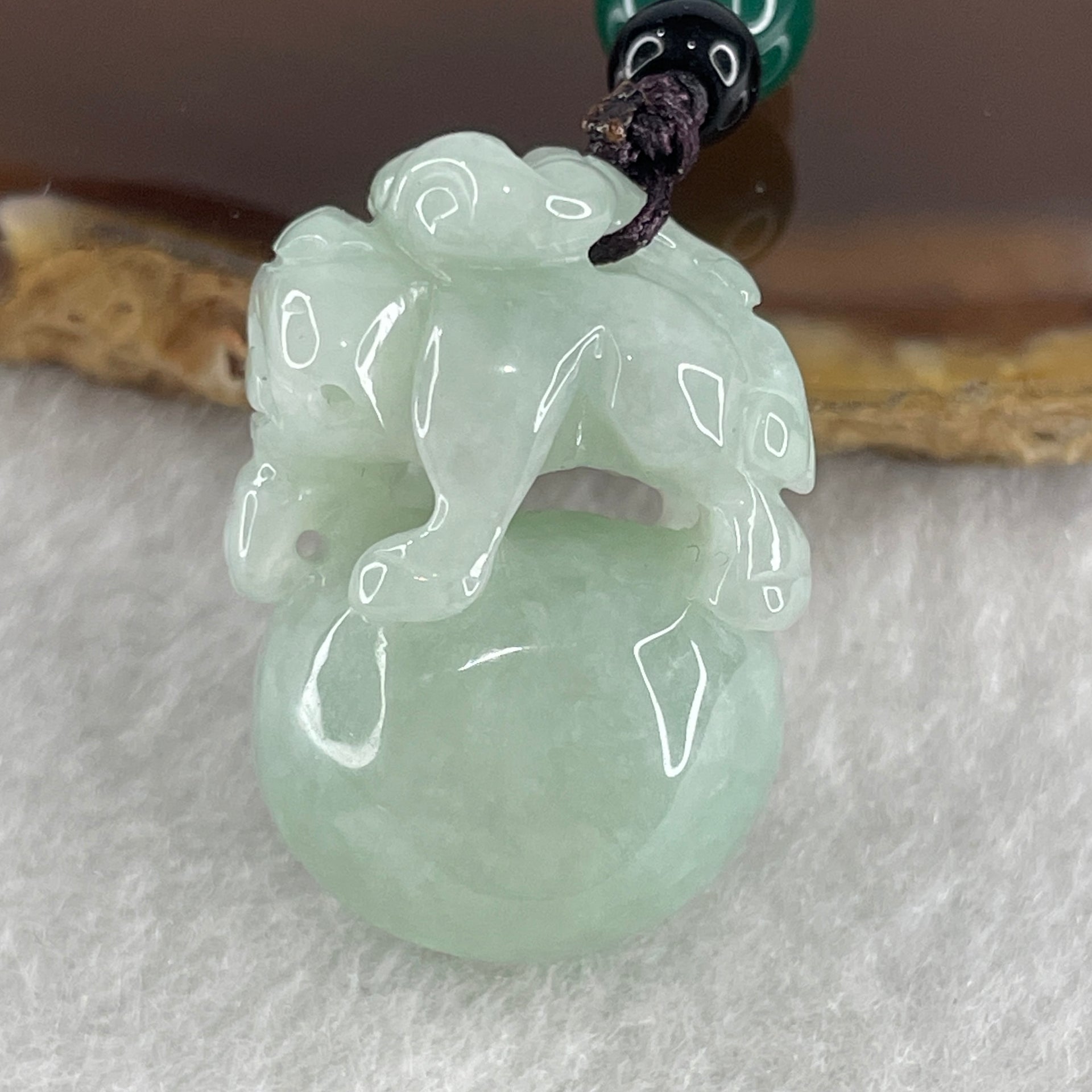 Natural Type A Green Jadeite Pixiu on Ball Pendant 15.53g 27.4 by 21.2 by 14.9mm - Huangs Jadeite and Jewelry Pte Ltd