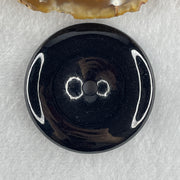 Type A Opaque Black Omphacite Jadeite Ping An Kou Donut Pendant 47.34g 48.3 by 9.9mm - Huangs Jadeite and Jewelry Pte Ltd