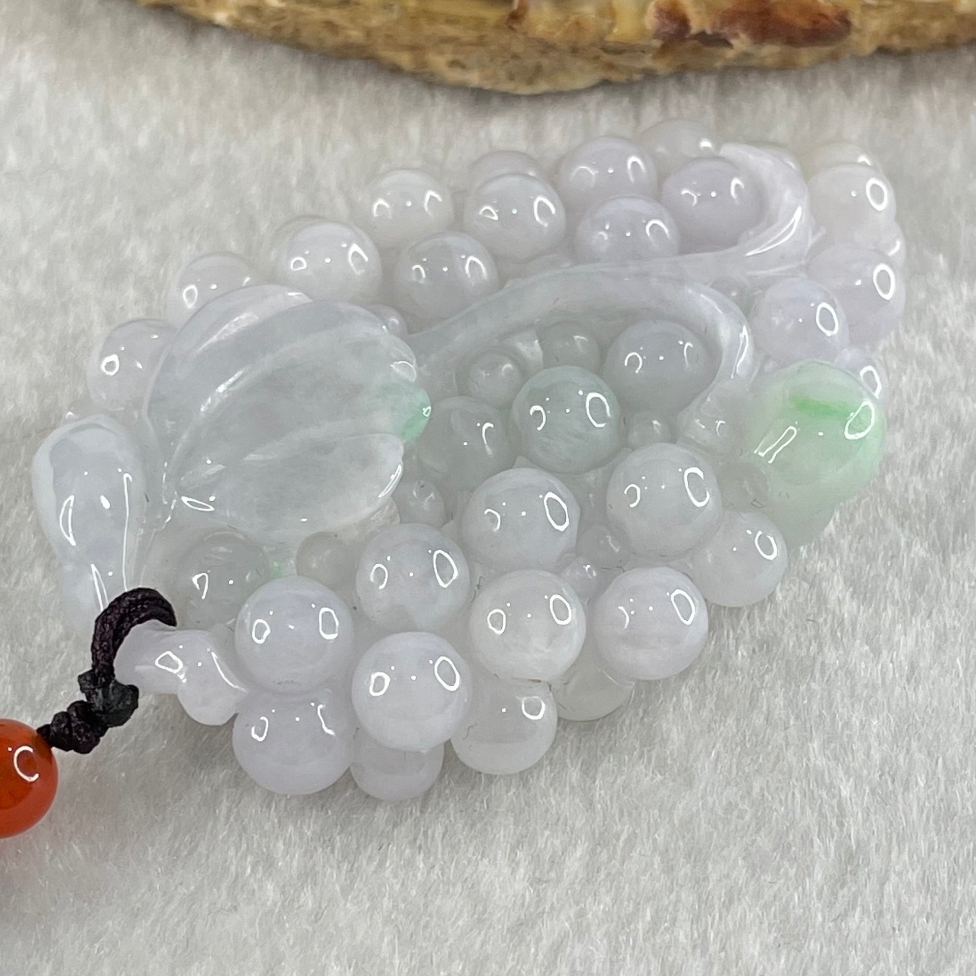 Grandmaster Type A Light Lavender with Green Patch Jadeite Grapes Pendant 《多子多福》 42.08g 60.7 by 39.0 by 11.8mm - Huangs Jadeite and Jewelry Pte Ltd