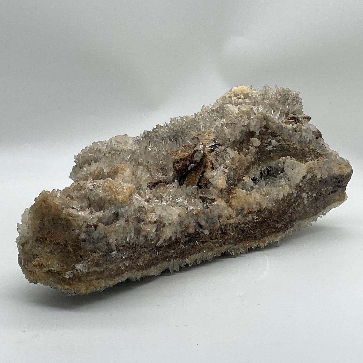 Natural Clear Quartz with Greyish and Yellow Rough Mountain Shaped with Wooden Stand Display 7,790.6g 250.0 by 130.0 by 365.0mm - Huangs Jadeite and Jewelry Pte Ltd