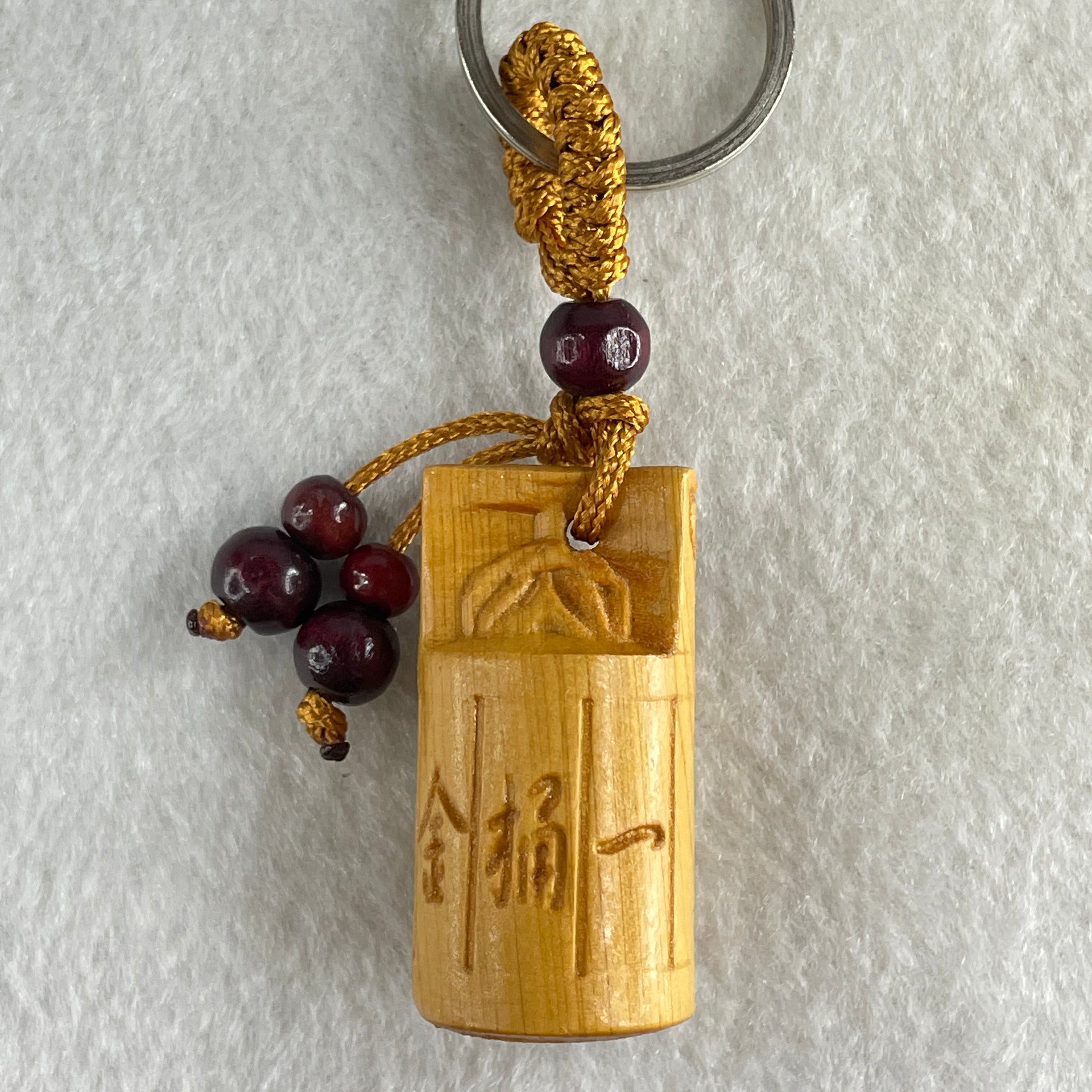 Natural Wood Golden Bucket Handphone Charm 8.67g 38.2 by 19.2mm - Huangs Jadeite and Jewelry Pte Ltd