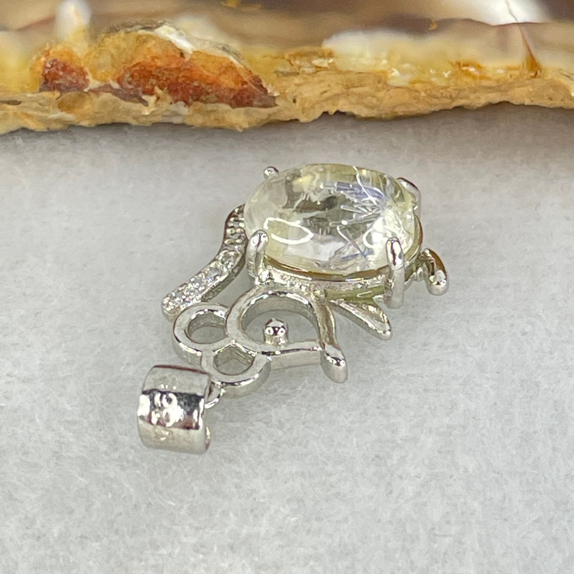 Above Average Grade Rare Natural Blue Dumortierite Rutilated Quartz in S925 Rat Pendant 1.63g 9.9 by 7.1 by 5.5mm - Huangs Jadeite and Jewelry Pte Ltd