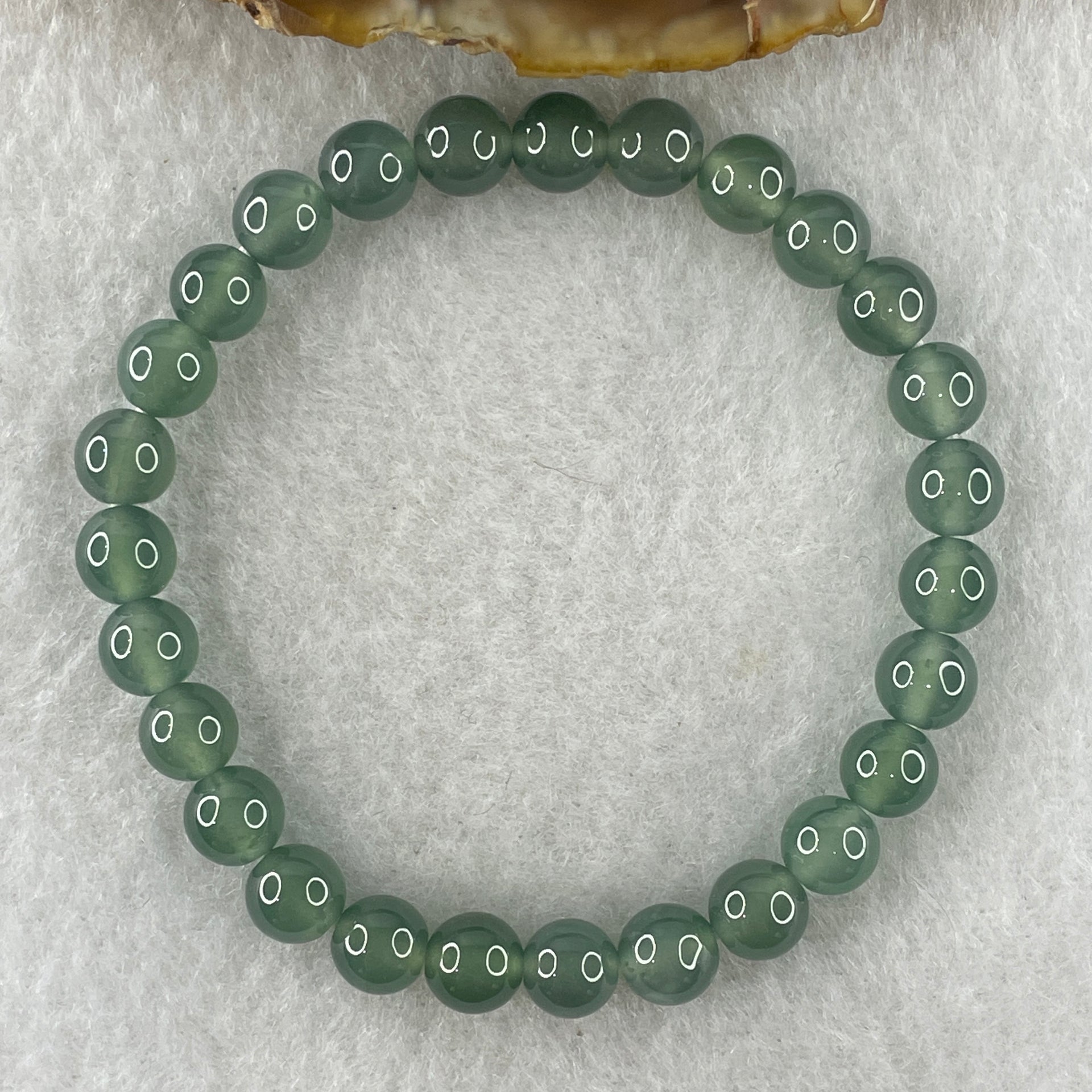 Type A Natural High Icy Blueish Green Jadeite Beads Bracelet 12.86g 14.5cm 6.6mm 27 Beads - Huangs Jadeite and Jewelry Pte Ltd