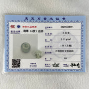 Type A Semi Icy Light Green With Wuji Grey Piao Hua Jadeite Ping An Kou Charm/Pendant 2.41g 13.0 by 7.0mm - Huangs Jadeite and Jewelry Pte Ltd