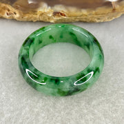 Type A Light Green with Spicy Green Piao Hua Jadeite Ring 5.42g 7.6 by 4.0mm US8.9 HK19.9 (Close to Perfect) - Huangs Jadeite and Jewelry Pte Ltd