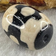 Natural Powerful Tibetan Old Oily Dark Brown With White Agate 3 Eyes Dzi Bead Heavenly Master (Tian Zhu) 三眼天诛 4.84g 17.5 by 13.2mm - Huangs Jadeite and Jewelry Pte Ltd