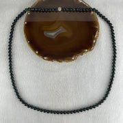 Rare High End Type A Highly Translucent Black Omphacite Jadeite Beads Necklace 70.94g 74cm 7.5mm 106 Beads - Huangs Jadeite and Jewelry Pte Ltd