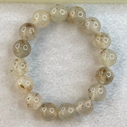 Transparent Colourless White with Brown Patches Sodium Feldspar Jade Bangle 水沫玉钠长石玉手链 50.63g 18cm 13.4mm 16 Beads - Huangs Jadeite and Jewelry Pte Ltd