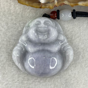 Natural Type A Lavender with Green Spots Jadeite Milo Laughing Buddha Pendant 45.90g 42.3 by 42.9 by 15.8mm - Huangs Jadeite and Jewelry Pte Ltd