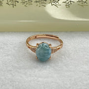 Natural Larimar in S925 Silver Rose Gold Color Ring (Adjustable Size) 2.22g 10.0 by 8.0 by 5.0mm - Huangs Jadeite and Jewelry Pte Ltd