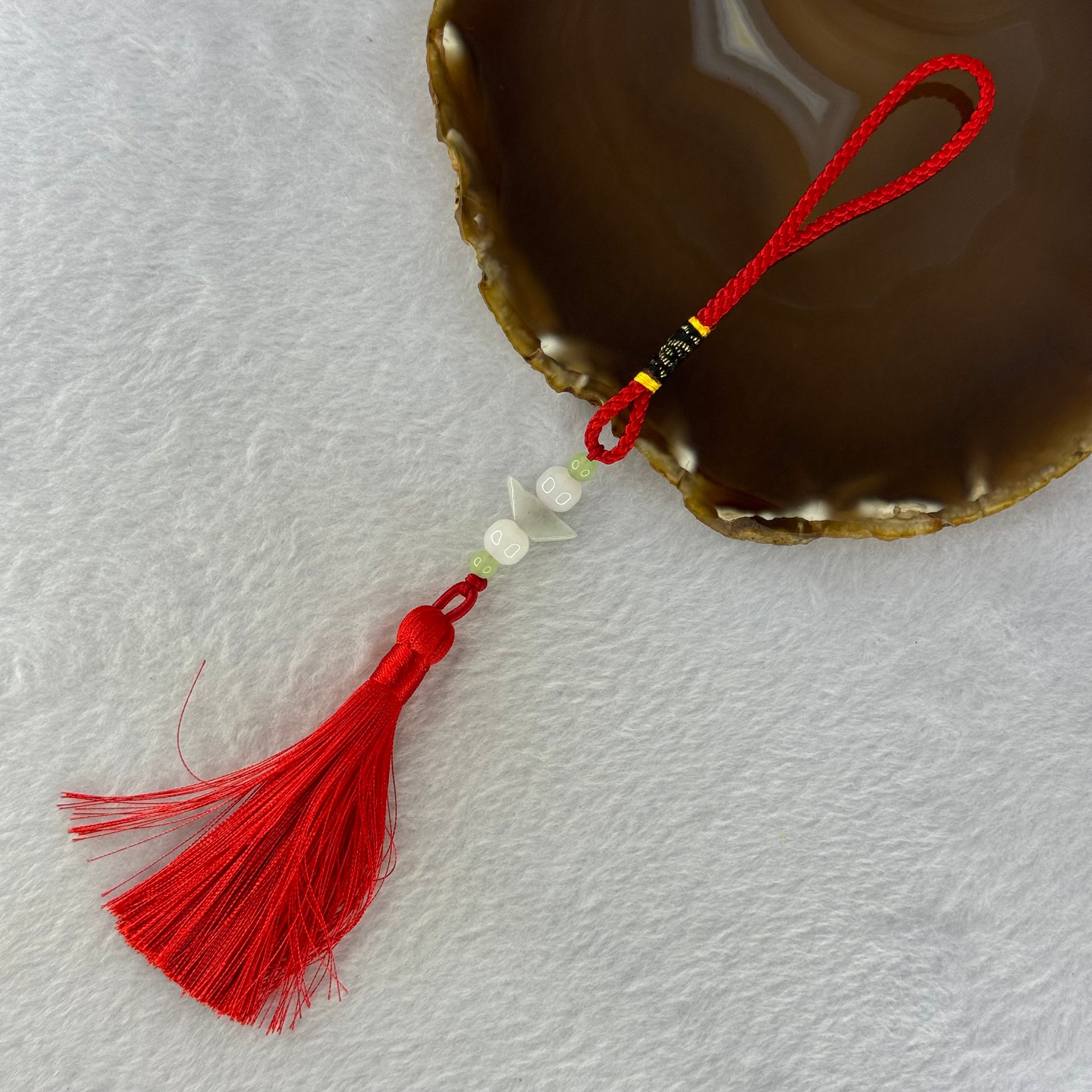 Type A Faint Green Wuji Grey Jadeite Ingot with Crystals Hanging Display 7.33g 16.9 by 6.1 by 6.2mm - Huangs Jadeite and Jewelry Pte Ltd