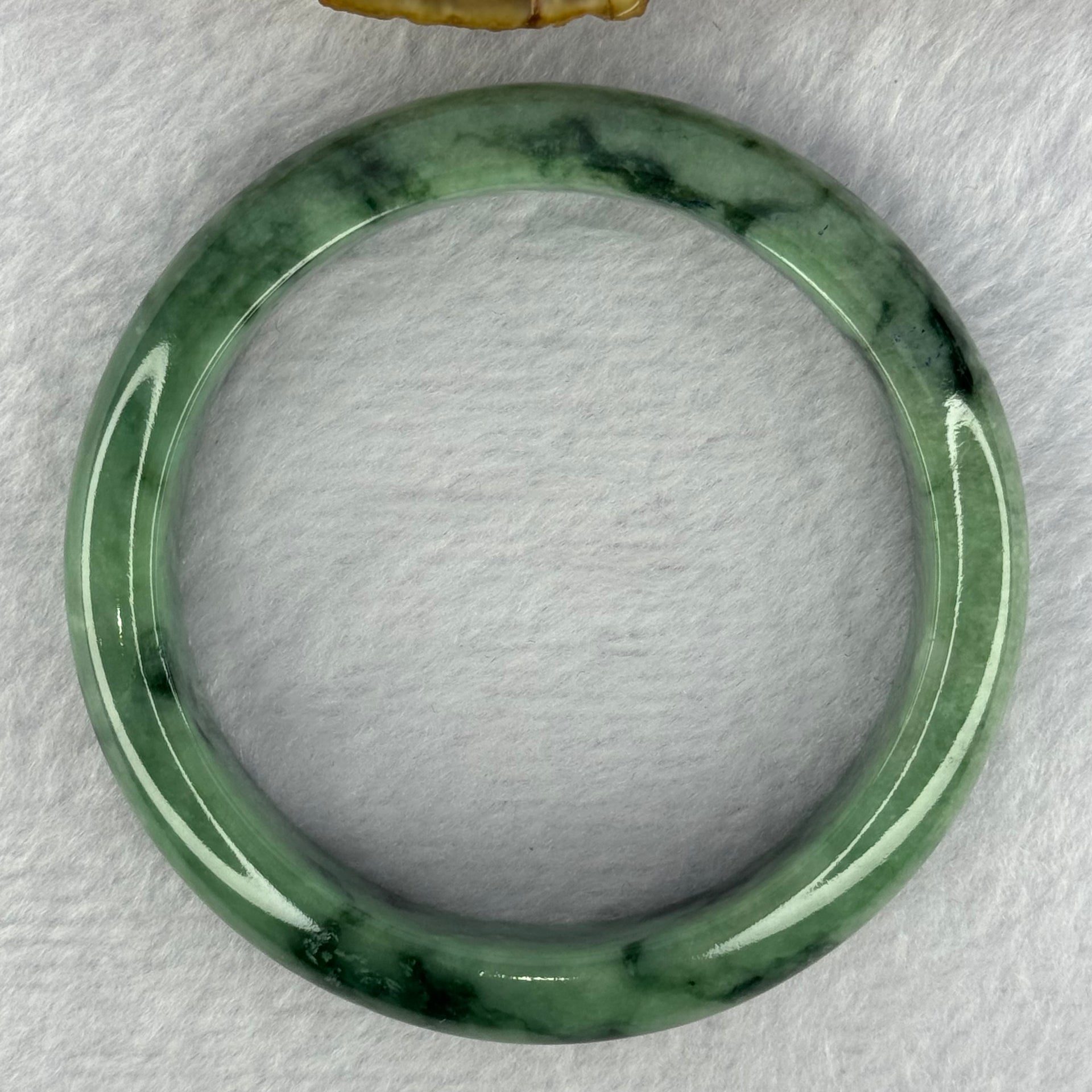 Type A Dark Green Piao Hua Jadeite Bangle 66.76g Internal Diameter 58.4mm 13.9 by 8.7mm (Very Slight External Rough) - Huangs Jadeite and Jewelry Pte Ltd