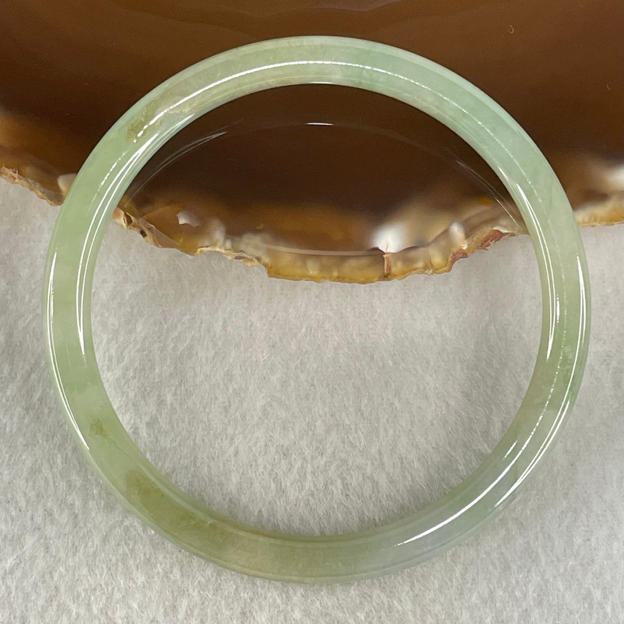 Type A Green Jadeite Bangle 17.07g Inner Diameter 57.4mm 5.1 by 6.4mm (Internal Lines) - Huangs Jadeite and Jewelry Pte Ltd