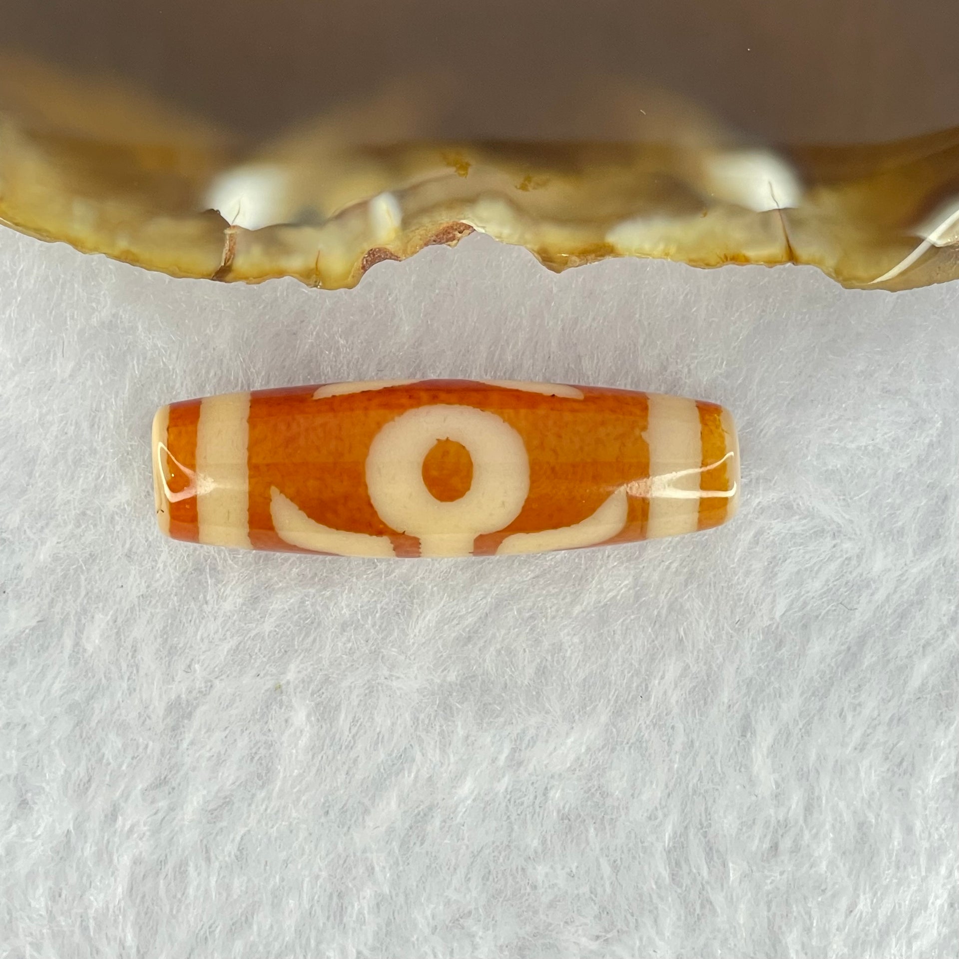 Natural Powerful Tibetan Old Oily Orange Red White Agate Patina Guiren Tairen Human Dzi Bead Totem Amulet Heavenly Master (Tian Zhu) 贵人天诛 7.99g 37.9 by 11.6mm - Huangs Jadeite and Jewelry Pte Ltd