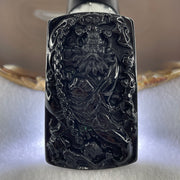 Type A Opaque to Partial Translucent Black Omphacite Jadeite Zhong Kui Pendant 27.73g 61.3 by 37.4 by 8.9mm - Huangs Jadeite and Jewelry Pte Ltd