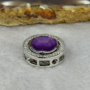 Natural Meteorite Spinning High Energy Feng Shui Charm in S925 Silver with Crystals For Necklace / Bracelet (Purple Color) 4.10g 16.8 by 7.6mm - Huangs Jadeite and Jewelry Pte Ltd