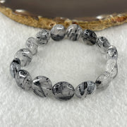 Natural Black Tourmaline Round Beads Bracelet 20.18g 15cm 12.0mm 15Beads - Huangs Jadeite and Jewelry Pte Ltd