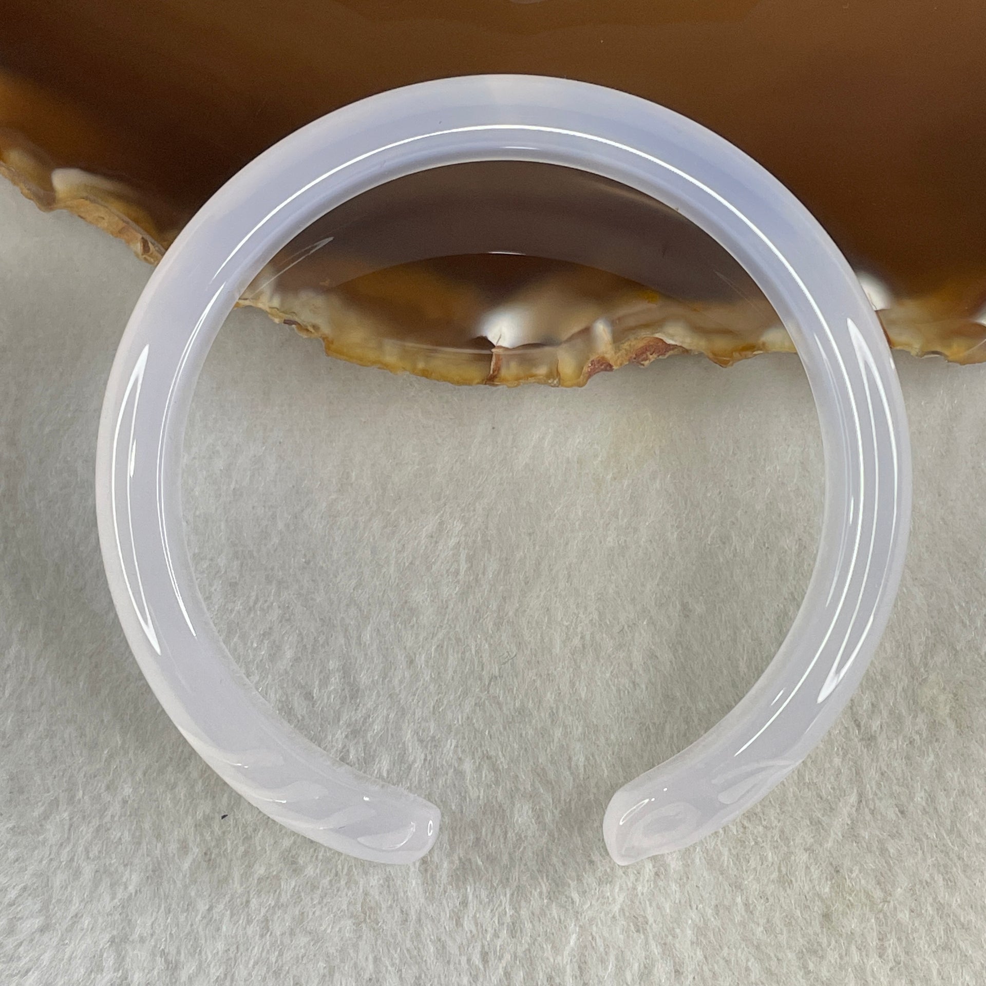 Natural Pinky Agate Fox Bange Internal Dimeter 57.3mm 26.43g 10.2 by 7.6mm - Huangs Jadeite and Jewelry Pte Ltd