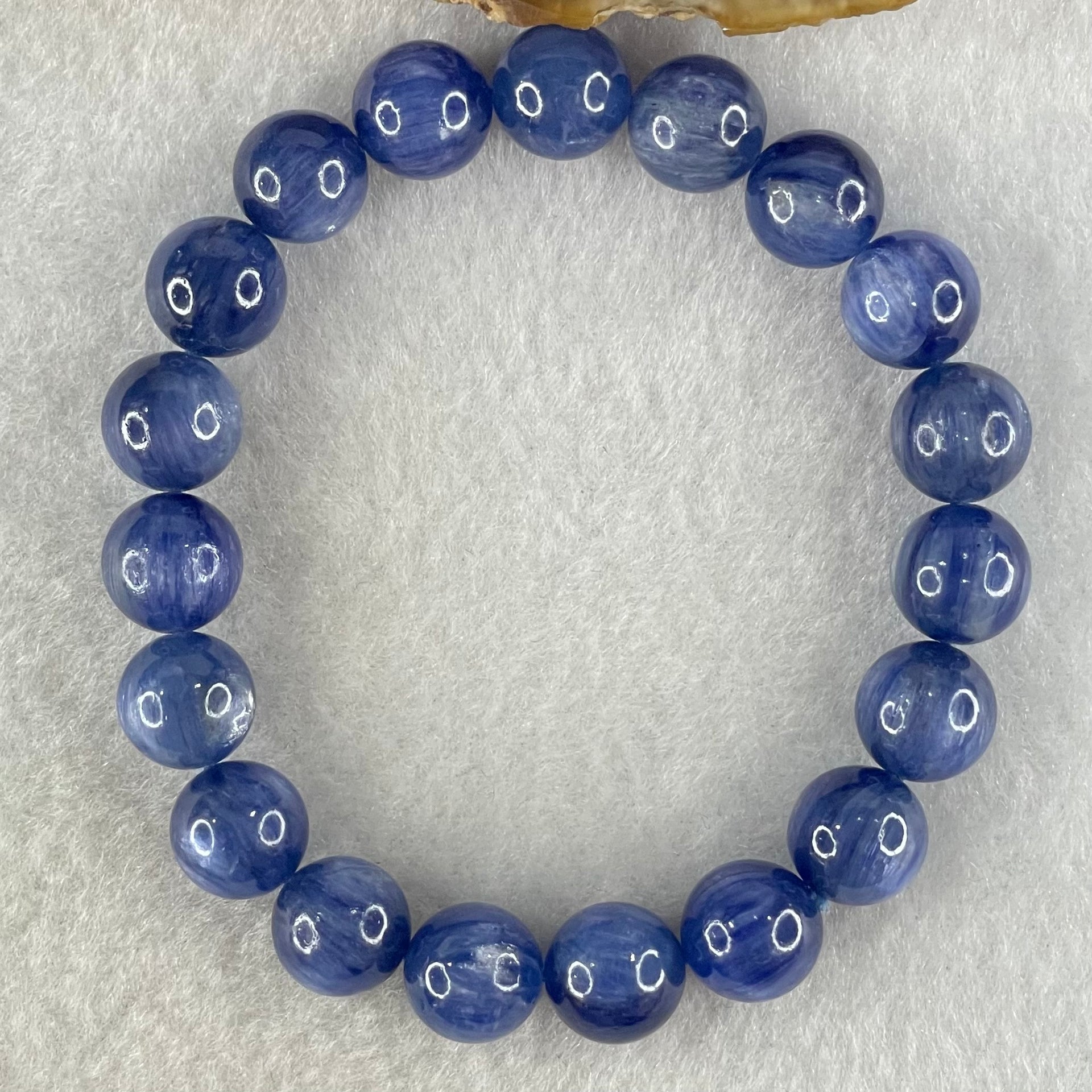Natural Blue Kyanite Beads Bracelet 37.16g 16cm 10.3mm 19 Beads - Huangs Jadeite and Jewelry Pte Ltd