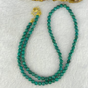 Natural Turquoise Beads S925 Silver Gold Color Necklace 天然绿松石项链 10.48g 40cm 4.5mm 97 Beads - Huangs Jadeite and Jewelry Pte Ltd