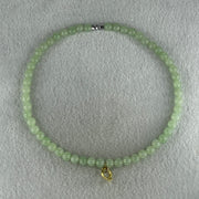 Type A Natural Semi Icy Light Green Jadeite Beads Necklace 39.10g 40cm 7.5mm 54Beads - Huangs Jadeite and Jewelry Pte Ltd
