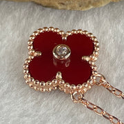 0.15Ct Colourless Round Brilliant Diameter 3.25mm VVS1 Excellent Cut Moissanite Excellent Polish Excellent Symmetry None Florescence in S925 Gold Color Red 4 Leaf Clover Necklace Length 36-45cm GRA 321966017 - Huangs Jadeite and Jewelry Pte Ltd