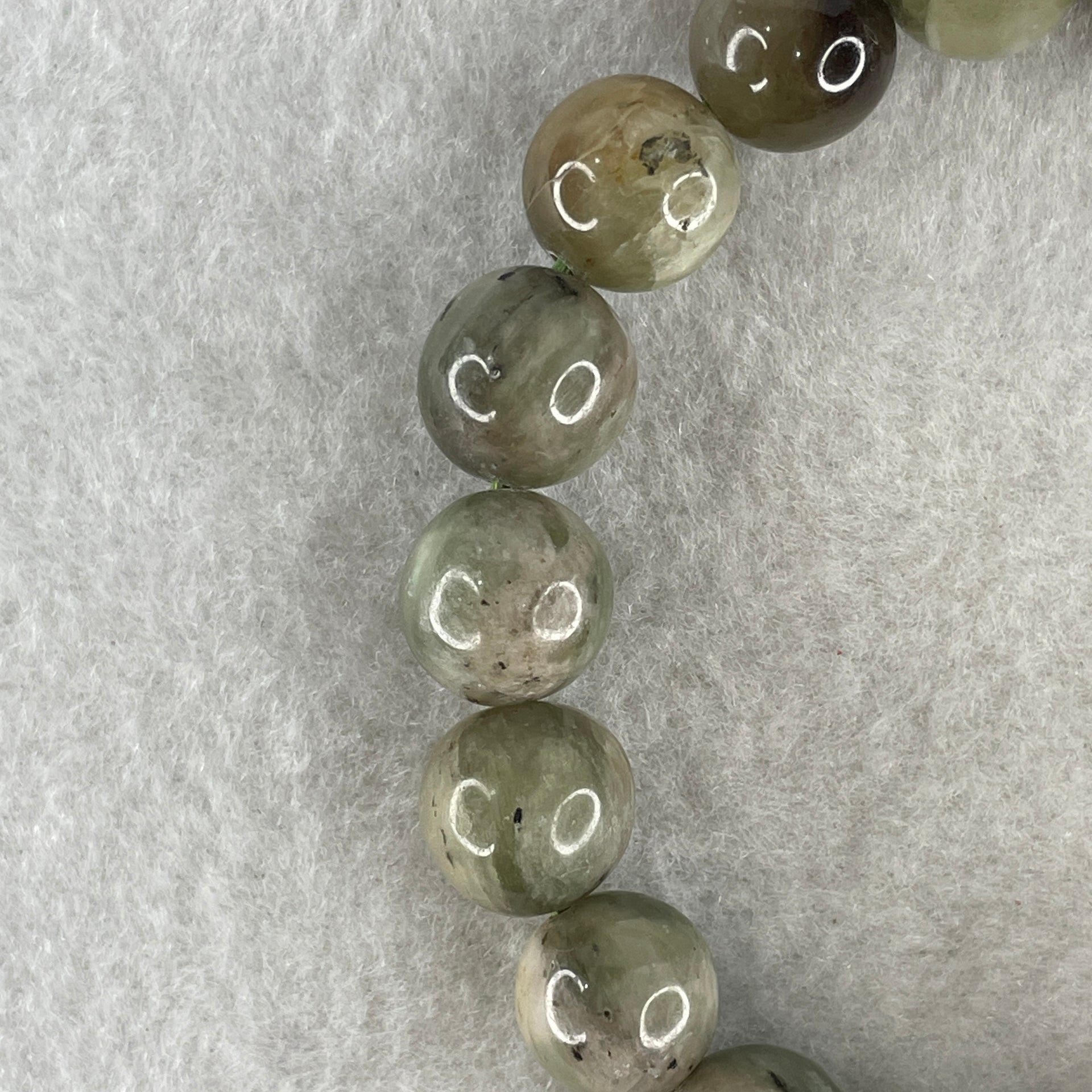 Natural Green Serpentine with White and Brown Beads Bracelet 37.90g 16.5cm 11.5mm 18Beads - Huangs Jadeite and Jewelry Pte Ltd