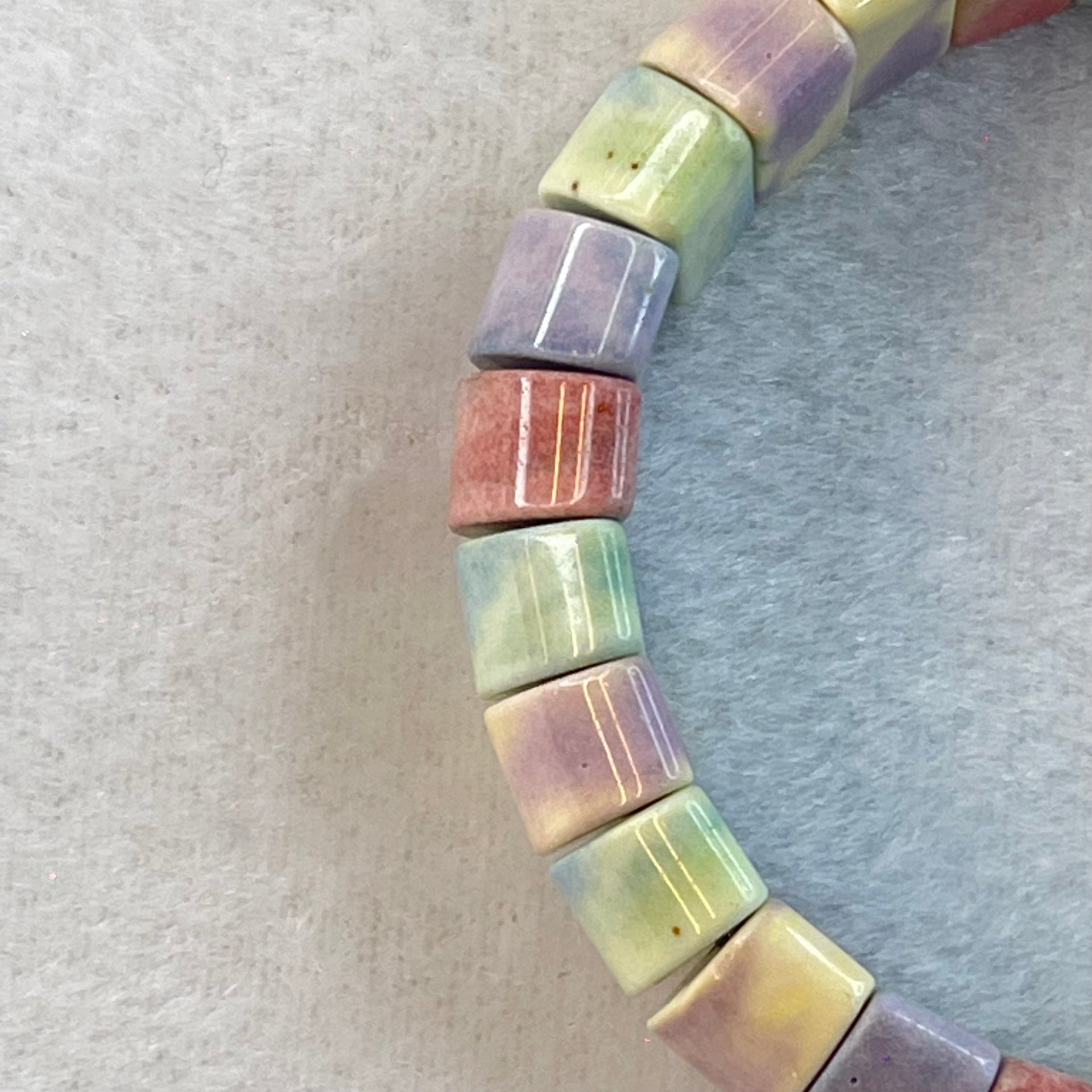 Natural Rainbow Gobi Agate Beads Bracelet 42.61g 15.5cm 16.3 by 6.7 by 7.6mm - Huangs Jadeite and Jewelry Pte Ltd