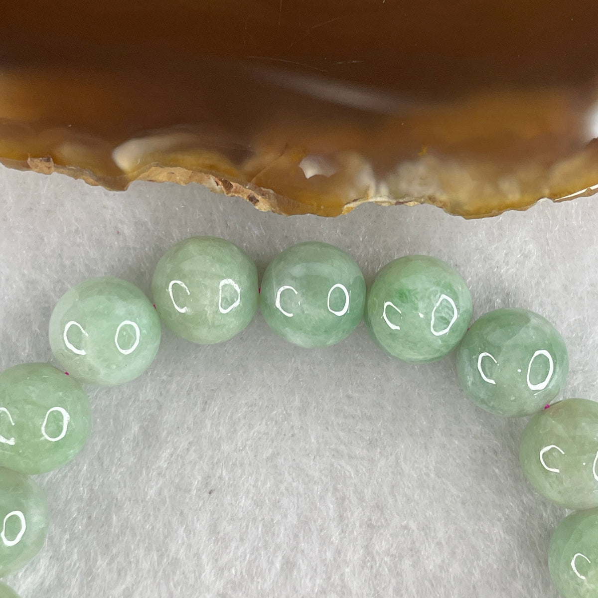 Natural Type A Green Jadeite Bead Bracelet | Untreated Emerald-Green Fei Cui Stretch Bracelet (31.93g | 15cm Wrist | 10.0mm | 19 Beads)
