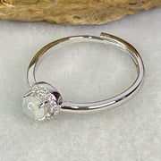 Type A Semi Icy Lavender Cabochon Jadeite in S925 Sliver Ring (Adjustable Size) 1.26g 4.0 by 2.0mm - Huangs Jadeite and Jewelry Pte Ltd
