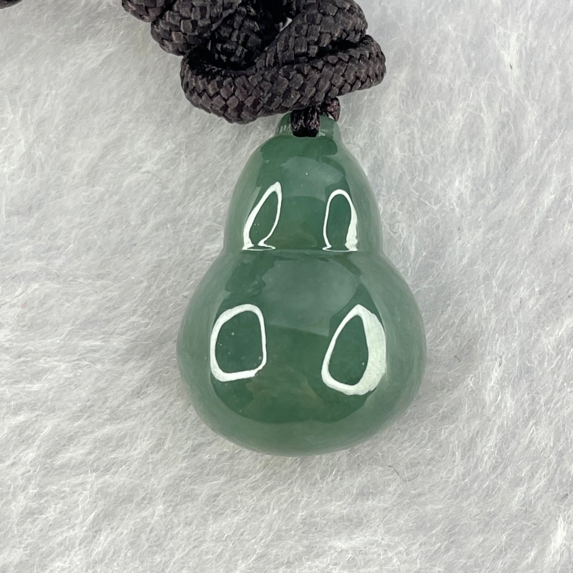 Type A Dark Blueish Green Jadeite Hulu Pendent 7.21g 21.1 by 15.7 by 10.6mm - Huangs Jadeite and Jewelry Pte Ltd