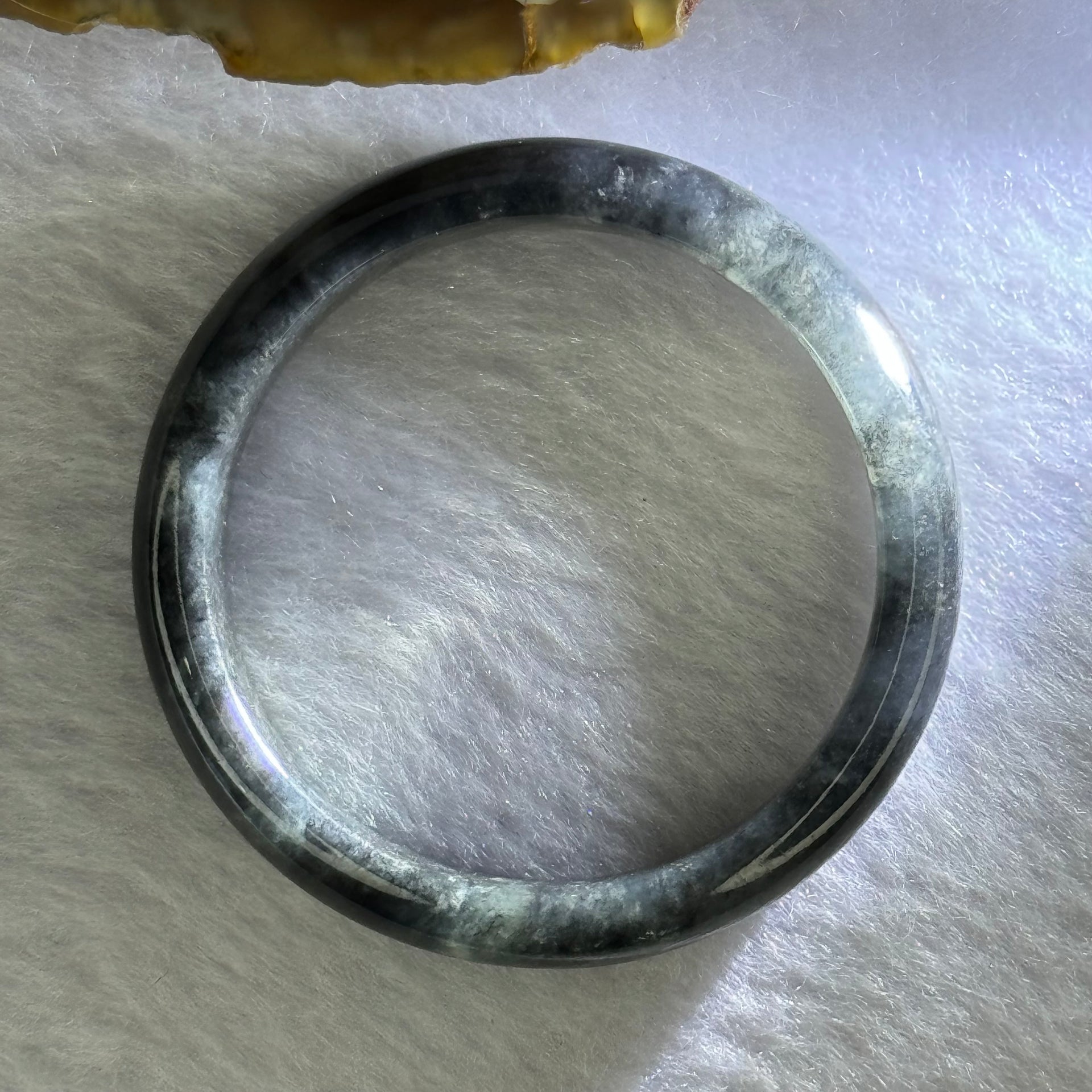 Type A Highly Translucent Black Grey Wuji Jadeite Baby Bangle 13.48g Internal Diameter 36.4mm 7.8 by 5.2mm (Very Slight External Rough) - Huangs Jadeite and Jewelry Pte Ltd