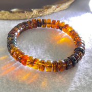 Natural Cognac Fushun Amber Donut Beads Bracelet 天然抚顺老珀手链 8.63g 15cm 8.9mm 40pcs - Huangs Jadeite and Jewelry Pte Ltd
