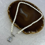 Natural White Pearl With Crystals Necklace 20.85g 40cm 5.6mm 56 Beads - Huangs Jadeite and Jewelry Pte Ltd