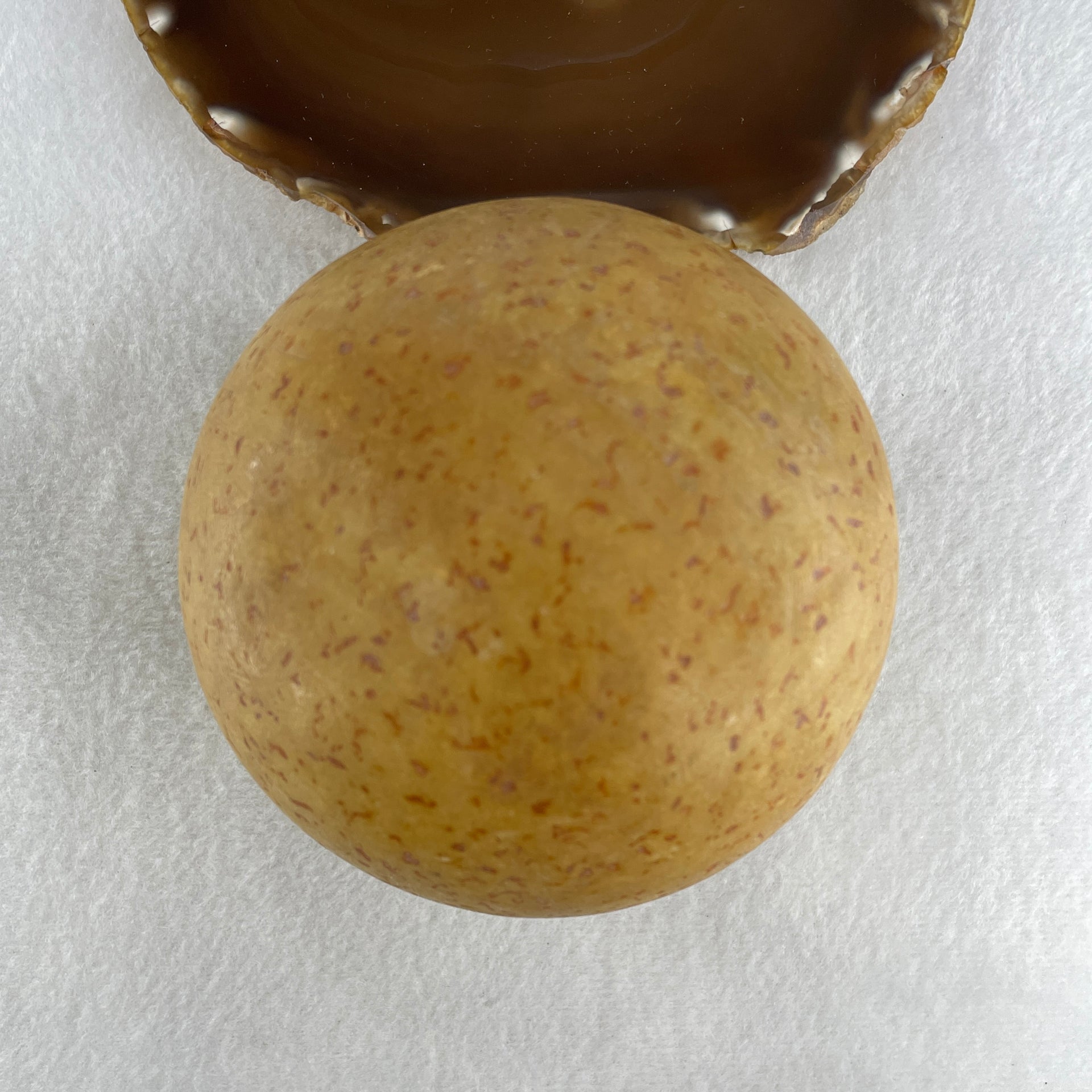Natural Yellow Jasper Ball Display with Wooden Stand 146.48g 99.5 by 112.0mm - Huangs Jadeite and Jewelry Pte Ltd