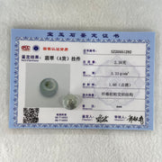 Type A Semi Icy Light Green With Wuji Grey Piao Hua Jadeite Ping An Kou Charm/Pendant 2.26g 14.0 by 5.5mm - Huangs Jadeite and Jewelry Pte Ltd