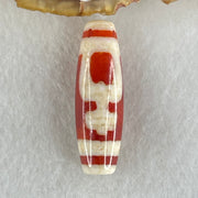 Natural Powerful Tibetan Old Oily Red White Agate 2 Nectar Vessel Dzi Bead Heavenly Master (Tian Zhu) 花蜜容器天珠 8.00g 37.9 by 11.9mm - Huangs Jadeite and Jewelry Pte Ltd